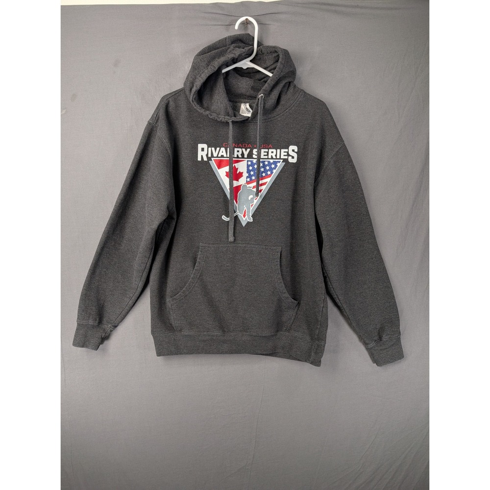 Canada USA Rivalry Series Hockey Graphic Hoodie Charcoal Gray Mens L